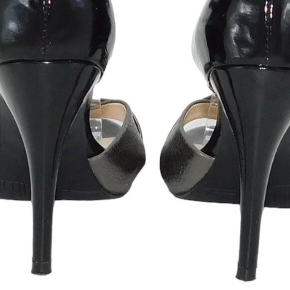 Unisa "Dedra" Black/Grey Patent Open Toe Heel - Picture 11 of 14
